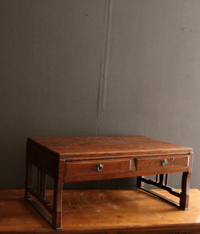 側面デザイン文机 勉強机 古家具 古道具 勉強机 テーブル 送料込み