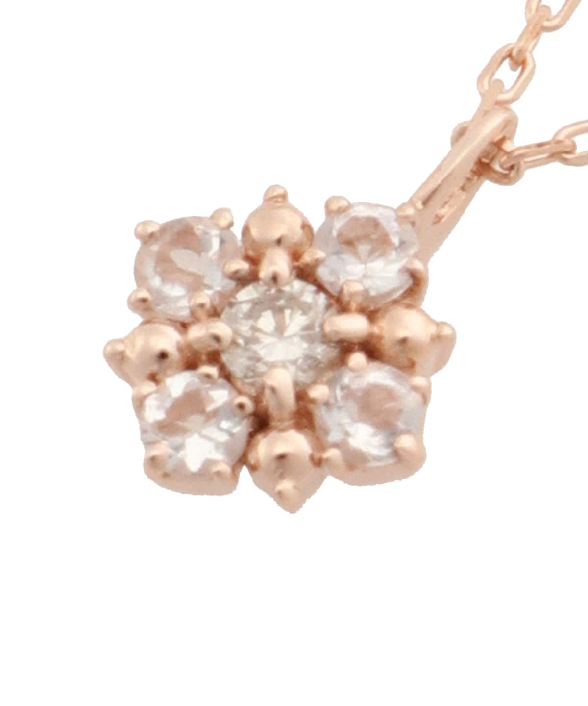 K10 PG ダイヤモンド・ムーンストーン ネックレス(40cm K10 PG