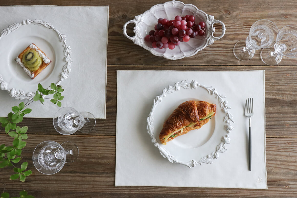 Sarah Grace撥水プレースマットモノグラムホワイト