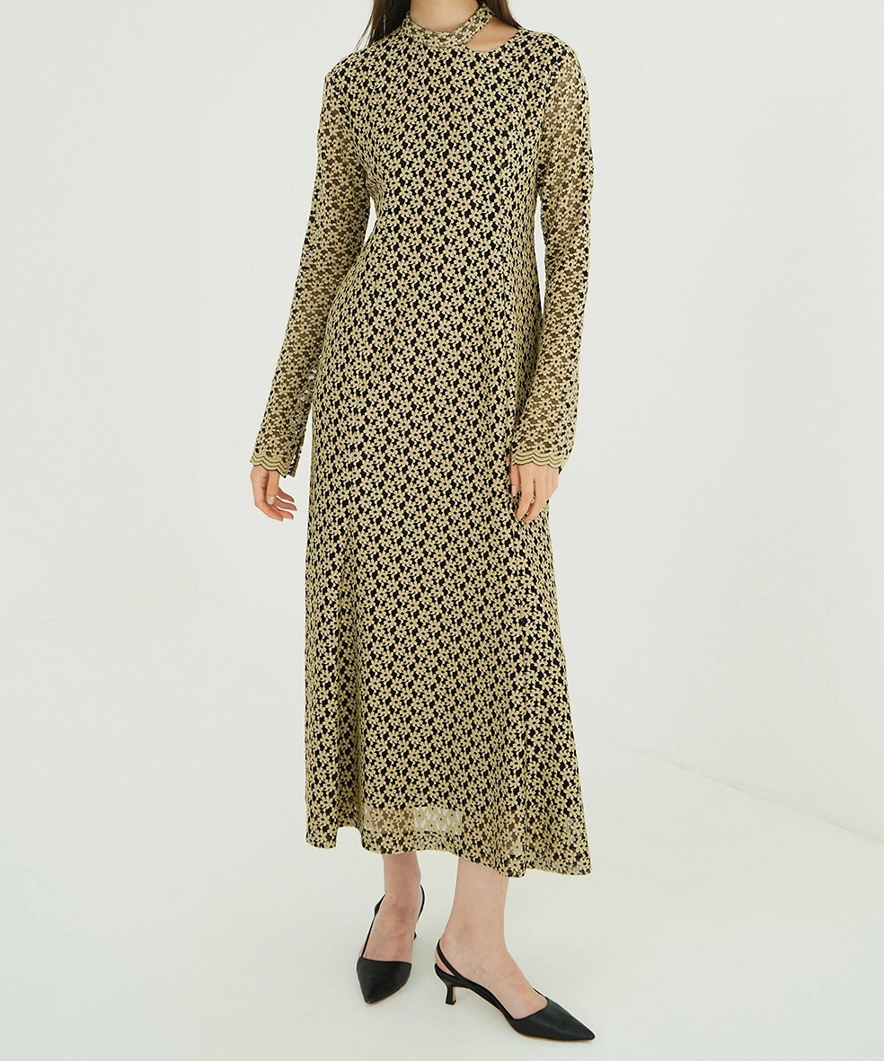 1サイズ】3D FLOWER LACE SLASH NECK ONEPIECE CLANE（クラネ）の