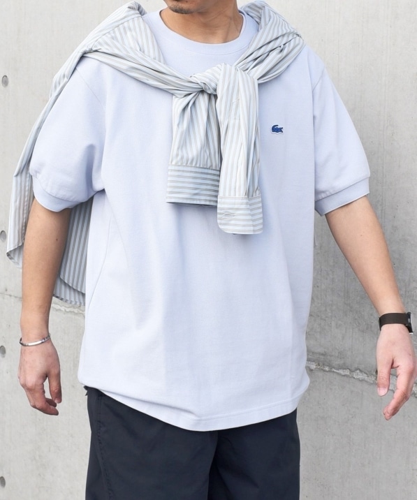 SHIPS any別注】LACOSTE: ワンポイント ロゴ ピケ クルーネック T