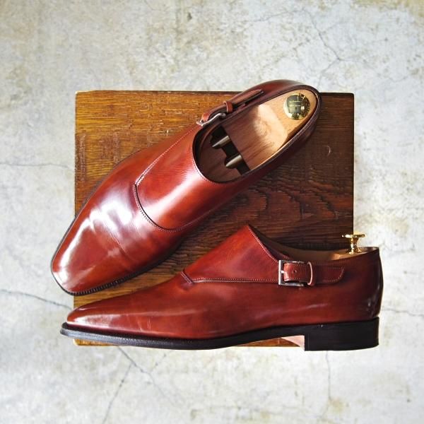 美品☆ジョンロブ 7E【☆ミスティーカーフ/VALE/8000ラスト】赤茶