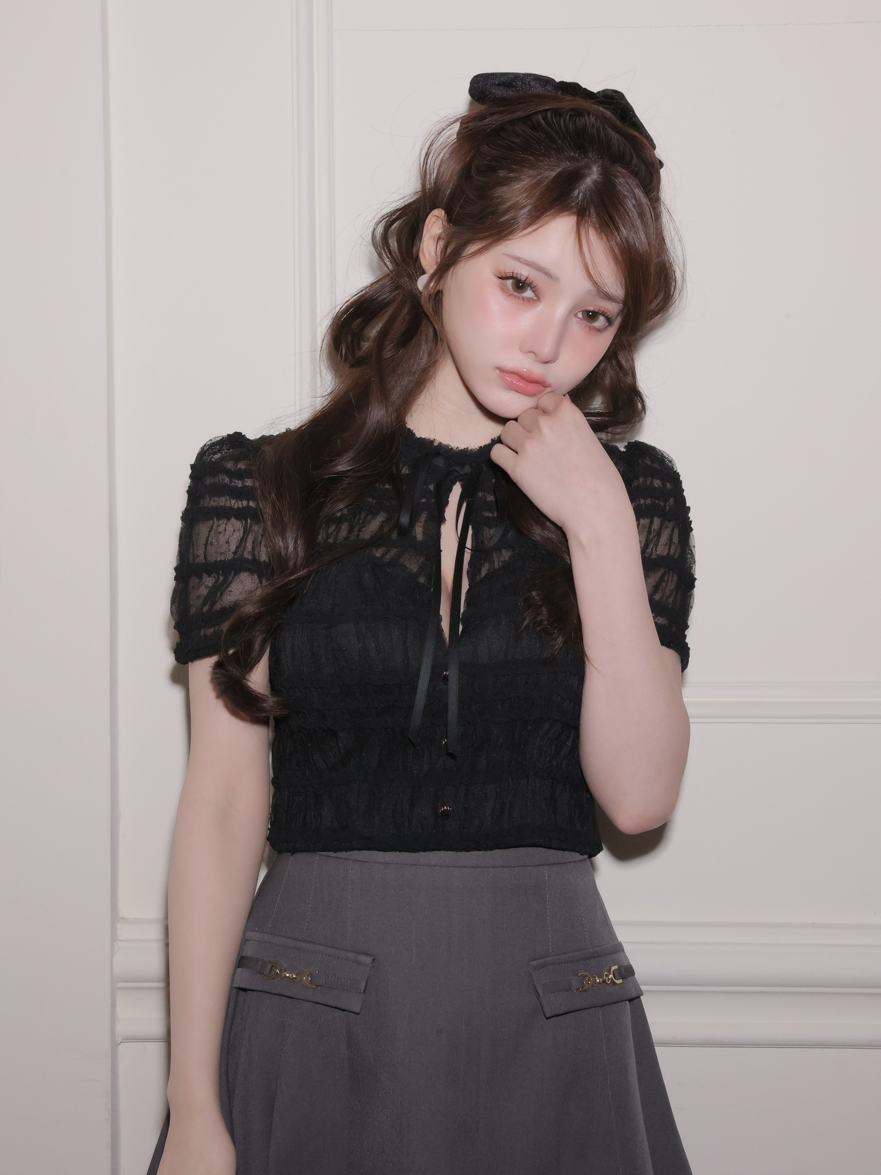 XSサイズあり【ROBE de FLEURS/ローブドフルール】ドット/ フリル