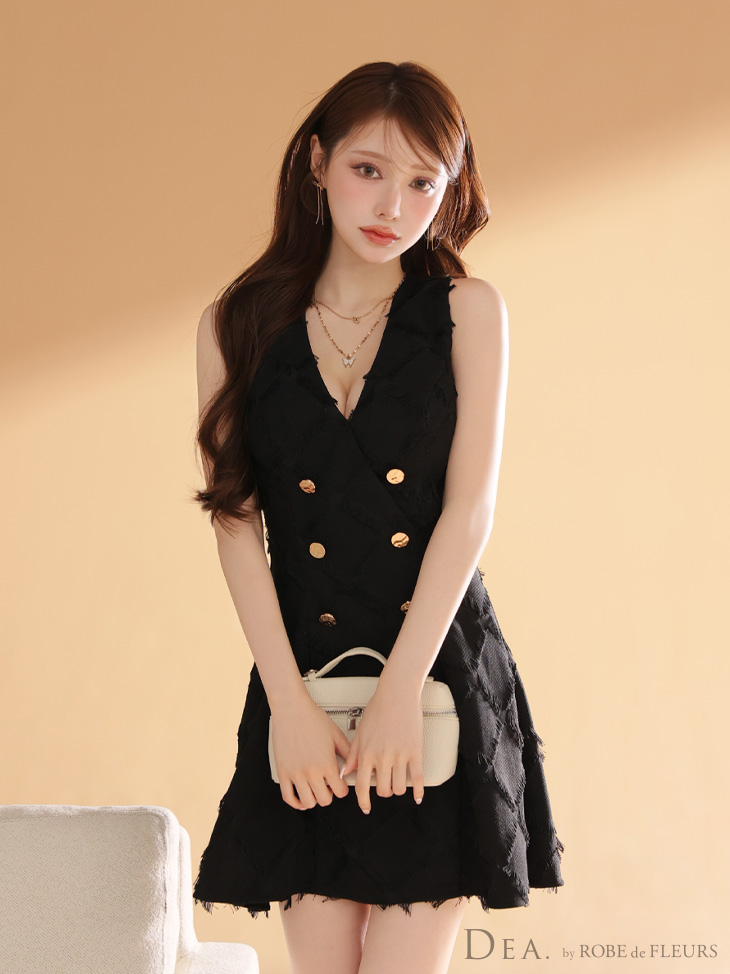 XS-Lサイズあり【DEA./ディア】フリンジジャガード/ ダブルボタン