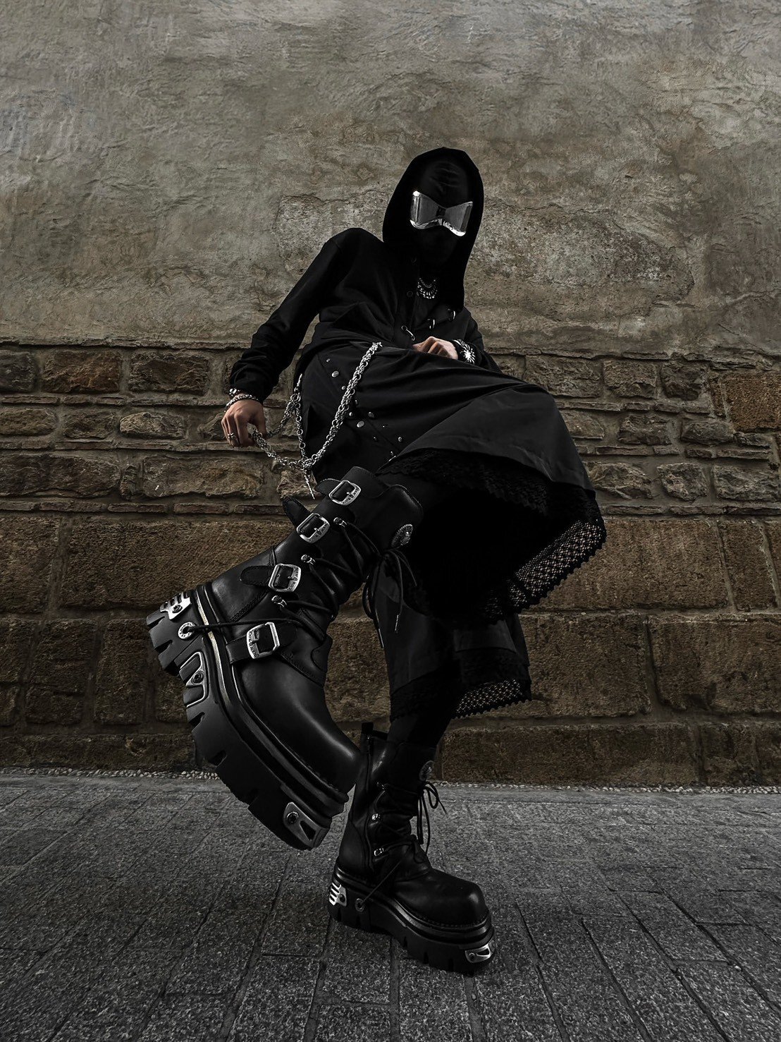 取り寄せ]M-373-S4 / プレート / 厚底ブーツ / 本革【NEW ROCK