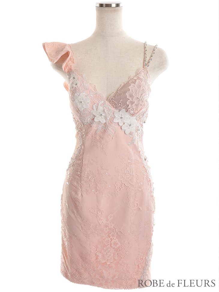 XS～Lサイズあり】立体フラワーモチーフ×片サイドチュール切替