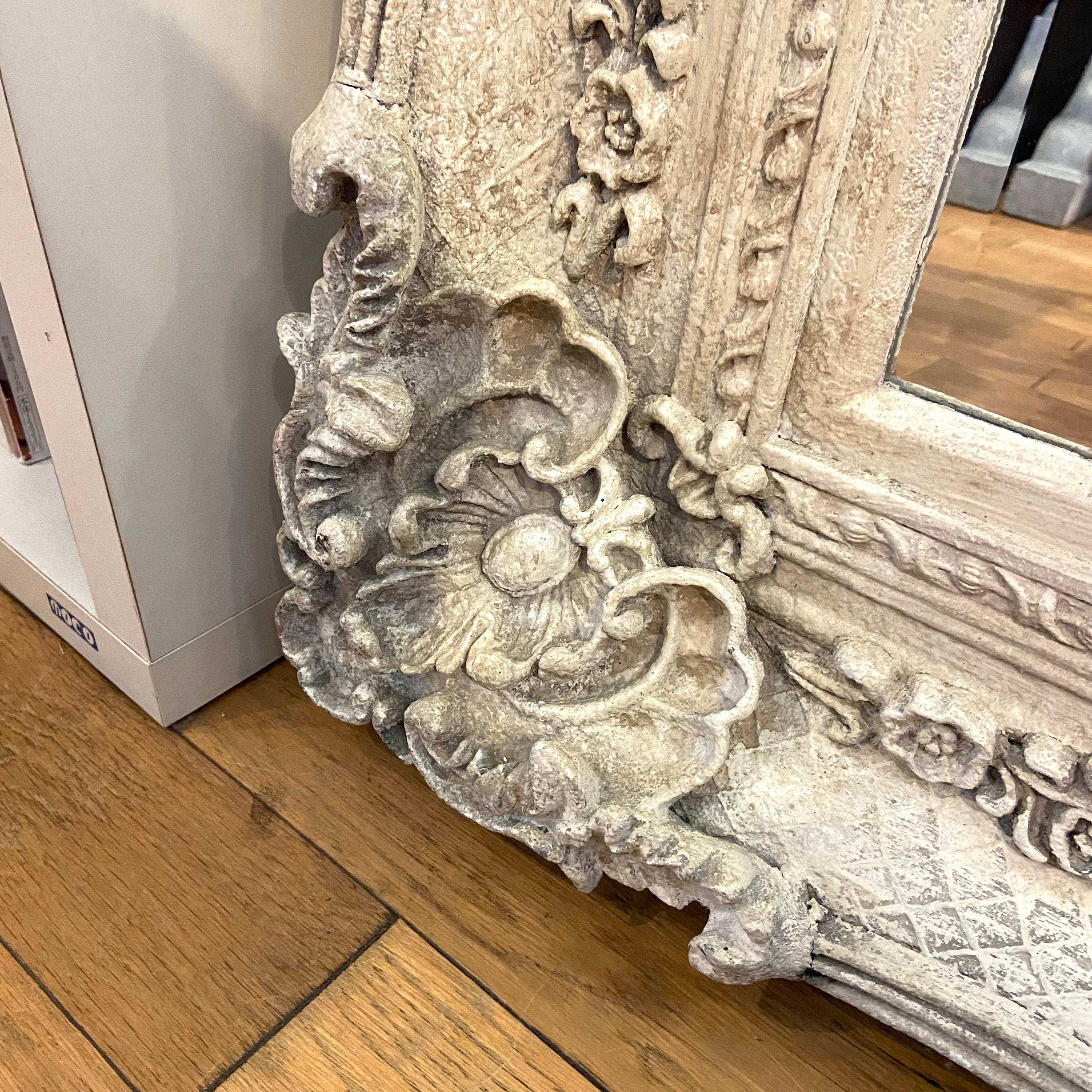 アンティーク調 全身鏡 ミラー 姿見 ホワイト シャビー 【大】 中古