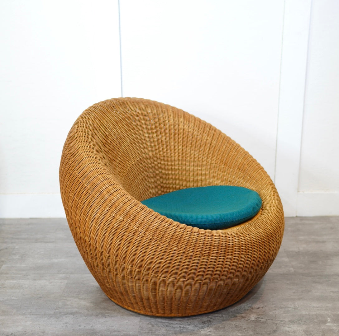 山川ラタン 剣持勇 アームレスチェア ヴィンテージ 中古 籐 名作