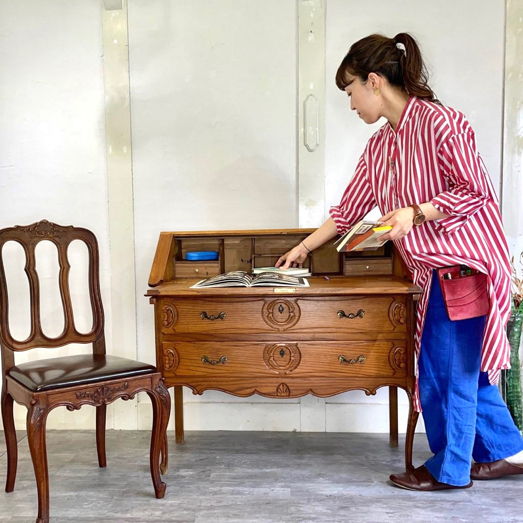 アンティーク ライティングビューロー キャビネット チェスト デスク