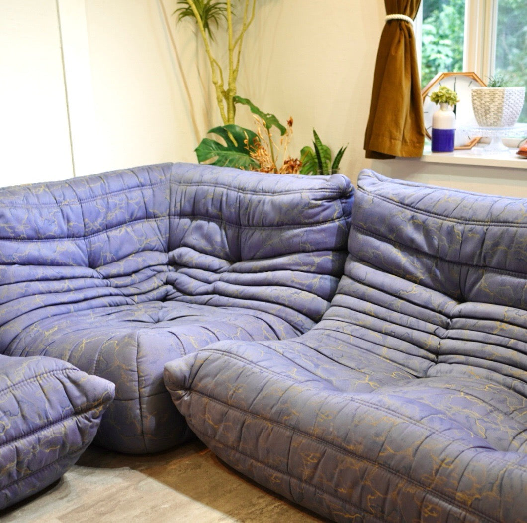 リーン・ロゼ ligne roset トーゴ コーナーソファ 1人掛け 中古 ブルー