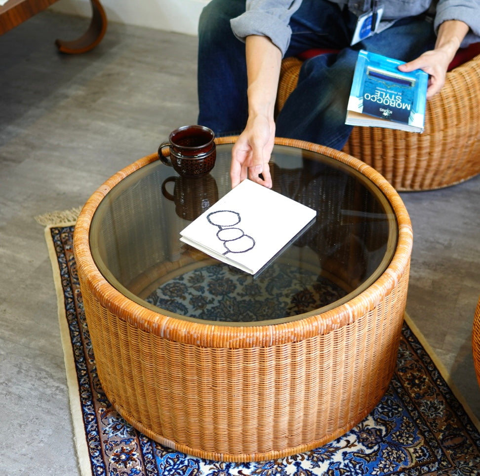 山川ラタン 剣持勇 アームレスチェア ヴィンテージ 中古 籐 名作