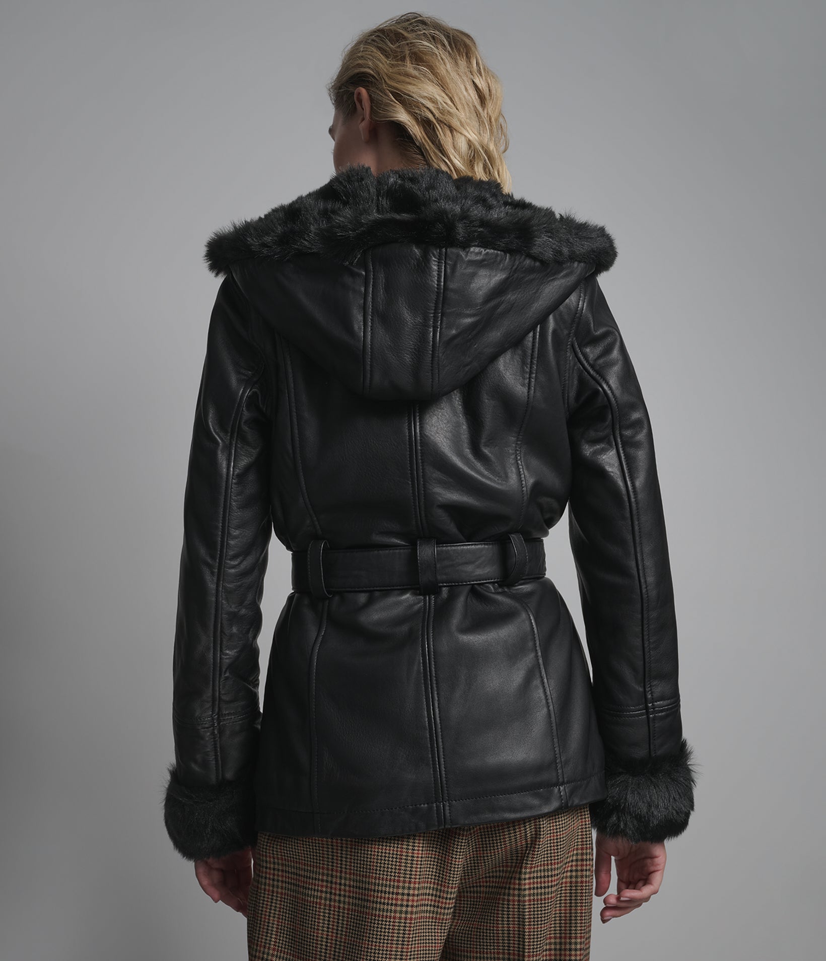 Genevieve Faux Fur Belted Trench Jacket | Mid-Length | Wilsons Leather