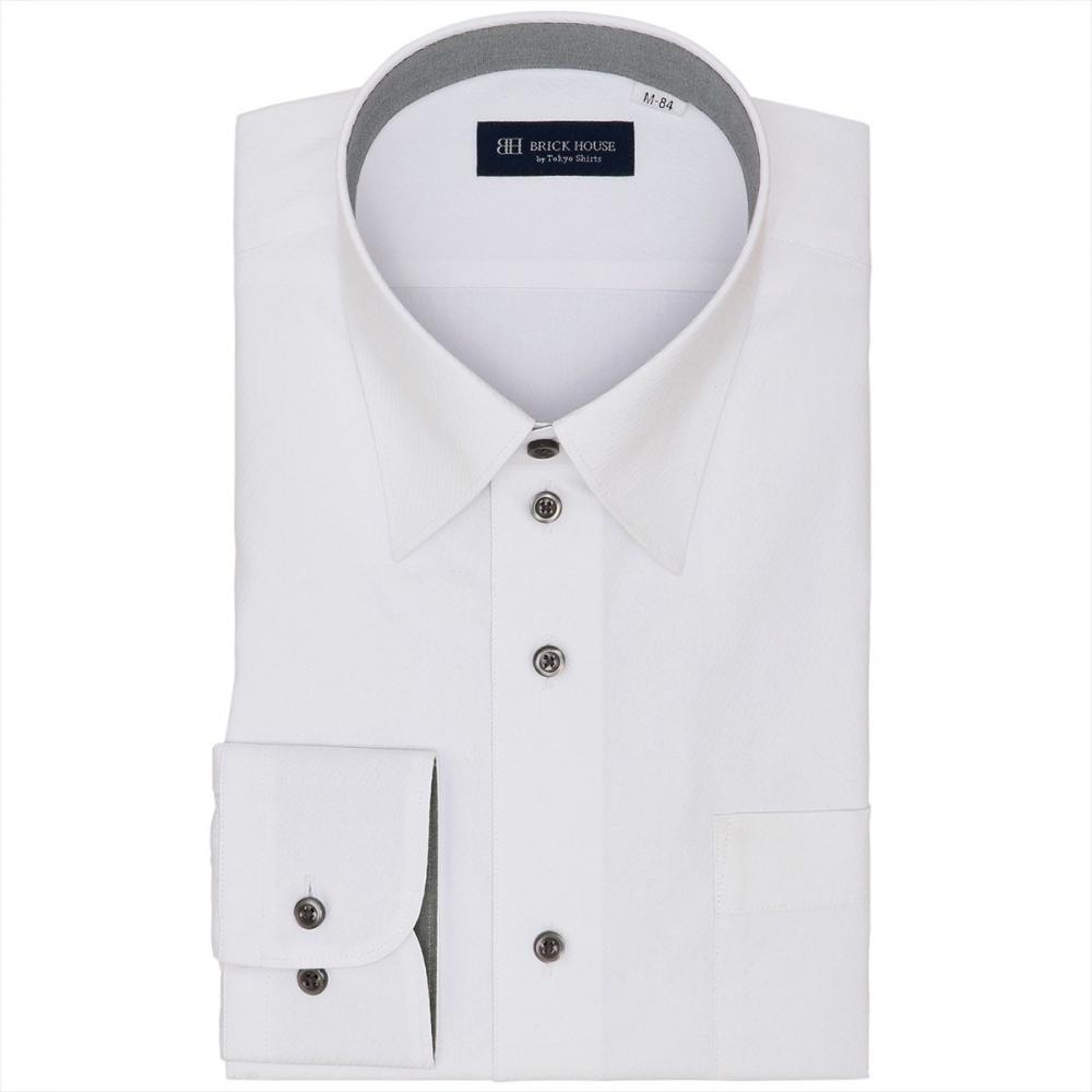 透け防止】 レギュラー 長袖 形態安定 ワイシャツ(S37-80 ホワイト