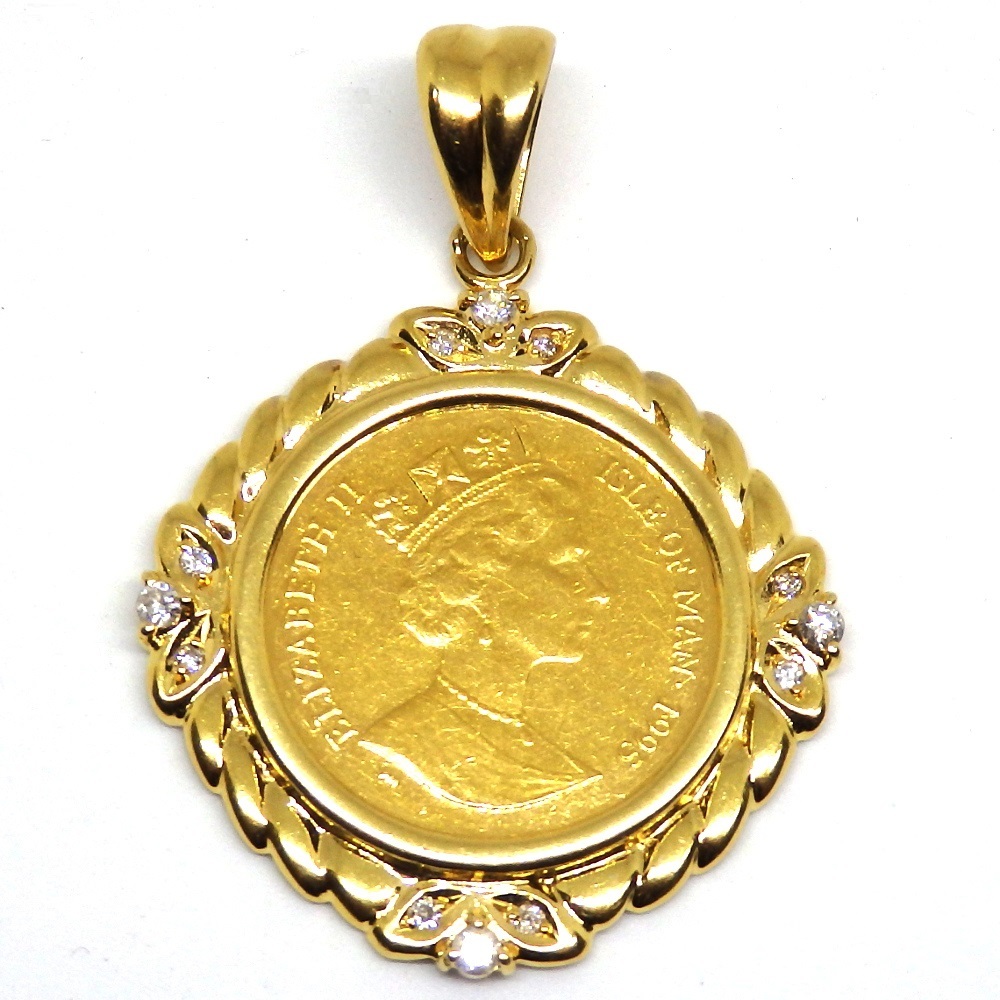 K18枠 コインペンダント マン島キャット1/5ozの買取価格 - 神戸の質屋