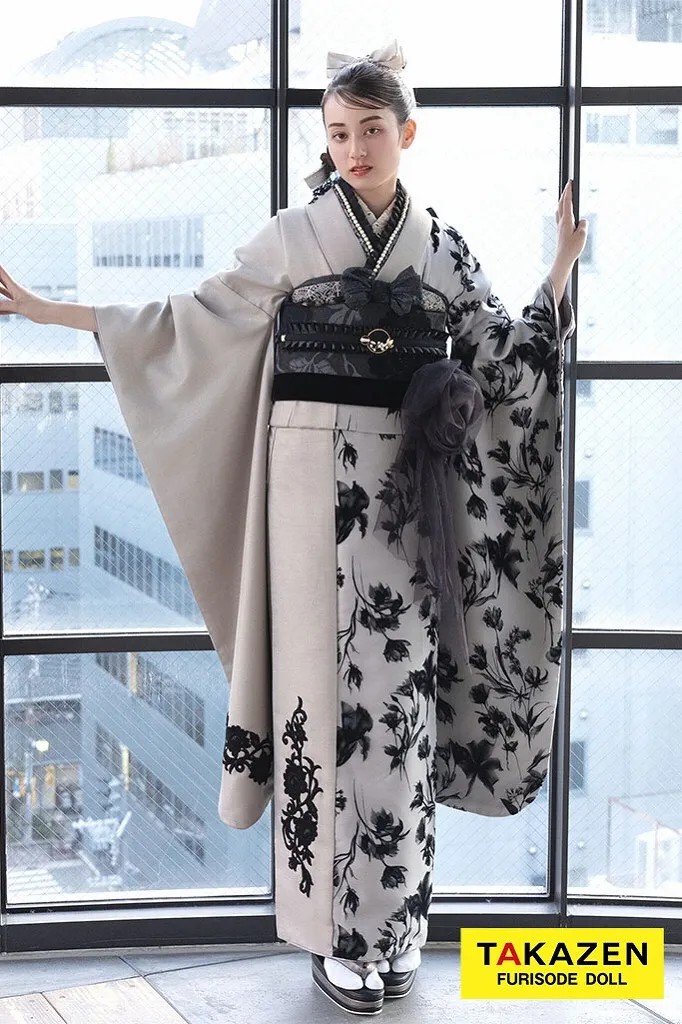 くすみカラーエレガント ベージュ/黒 ダスティーカラー オーガンジー