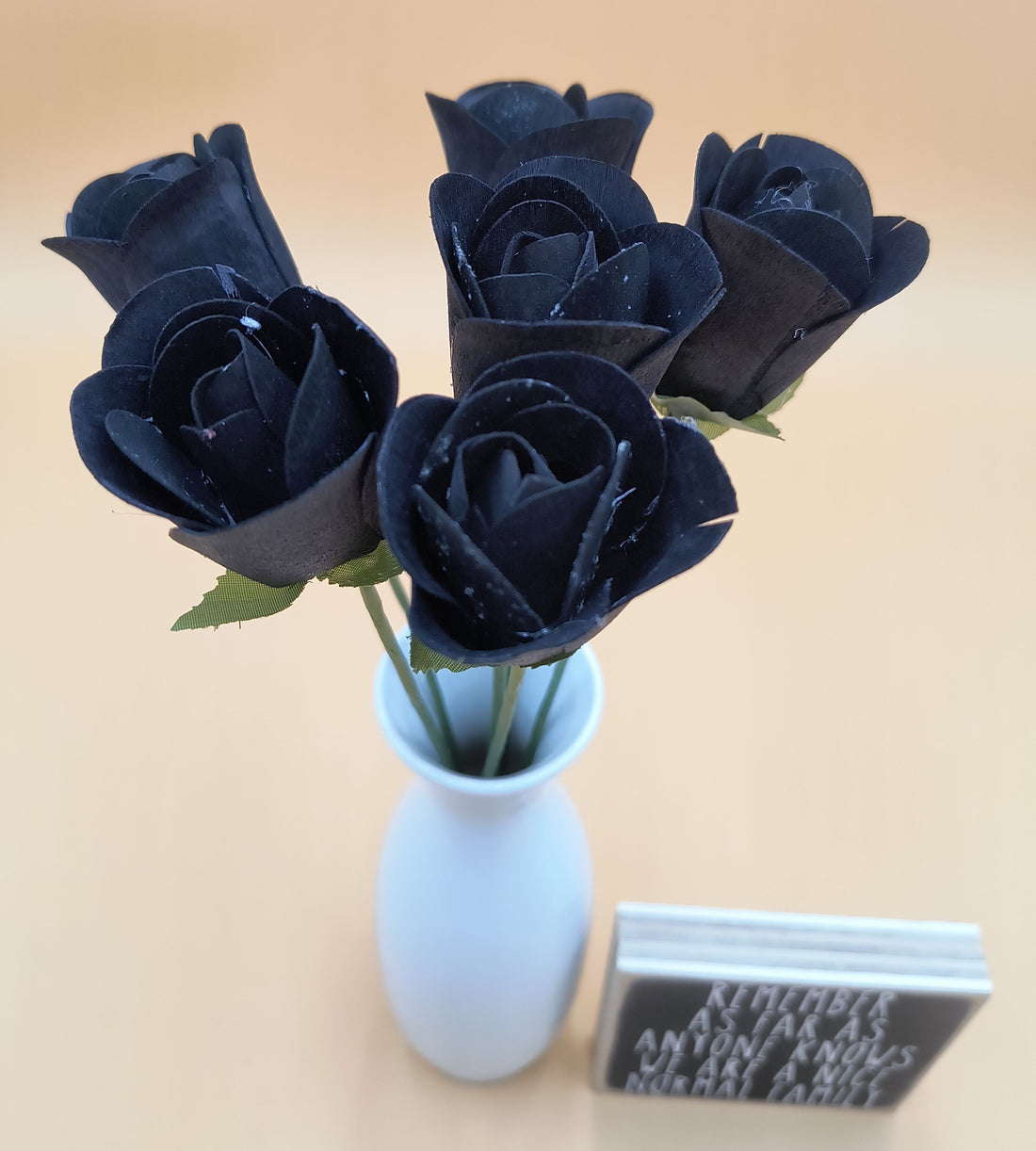 Black Half Open Roses 6-Pack – The Original Wooden Rose