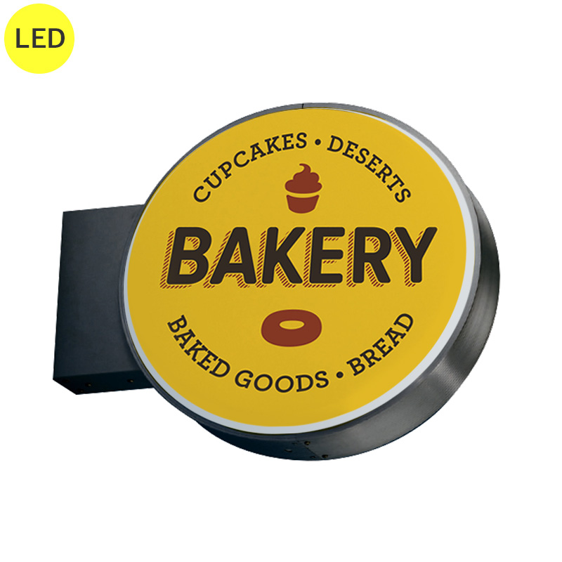 袖（突出し）看板】三和サインワークス 600丸アルミLEDブラック LXS13