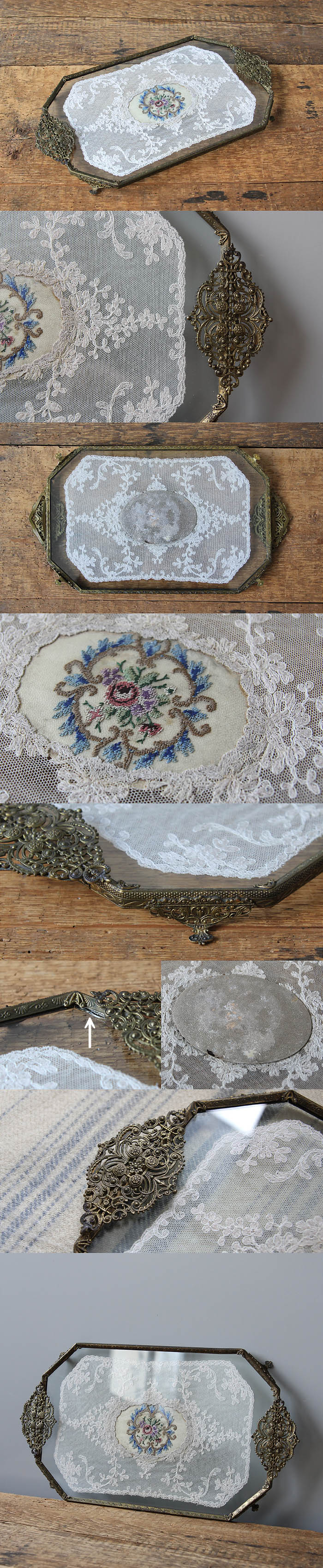 イギリス アンティーク プチポワンドレッシングトレイ インテリア雑貨