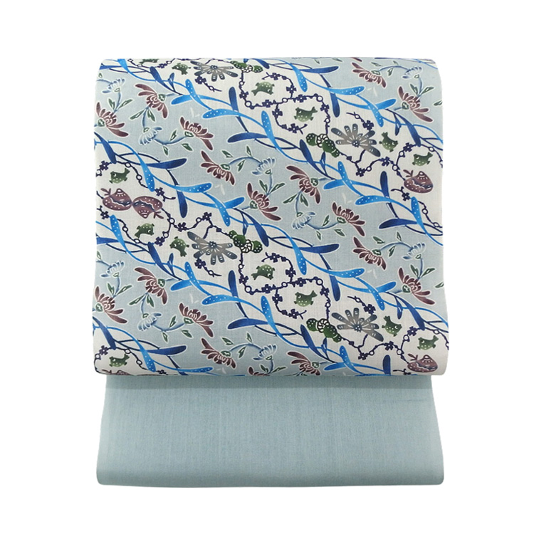 城間栄順×小千谷紬 「彩潮」 千成堂別注 本場琉球紅型 九寸名古屋帯