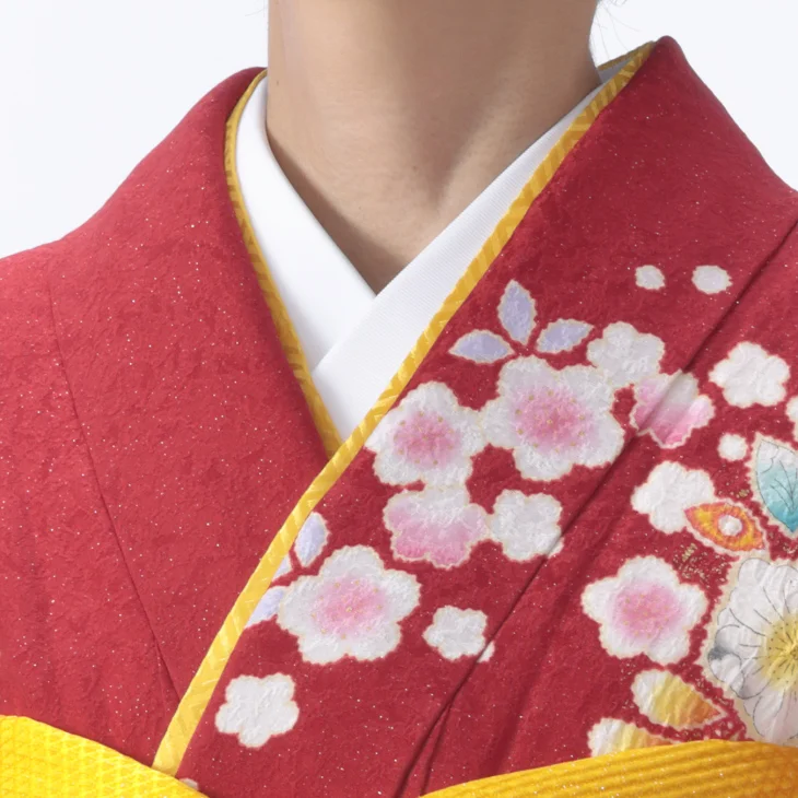 f1020012r】【赤・ワイン系】振袖 レンタル フルセット Mサイズ 【状態