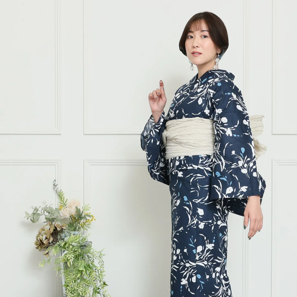 y2412004】浴衣 レディース 兵児帯 2点セット 人気の花柄 おすすめ 綿