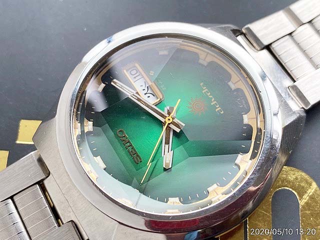 セイコー アドバン 2層立体文字盤 5面カットガラス 純正ブレス OH済み