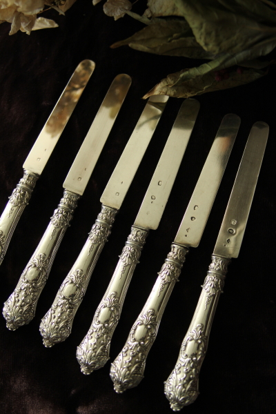 アンティークシルバーデザートナイフ シルバーブレード 19世紀