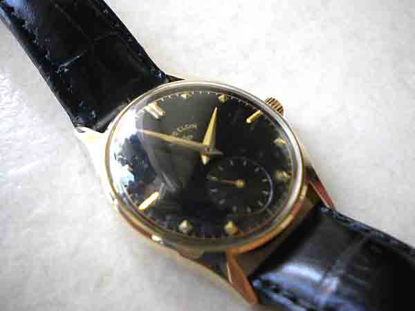 エルジン 希少14金無垢 ブラックミラーダイヤル&ゴールドピラミッド