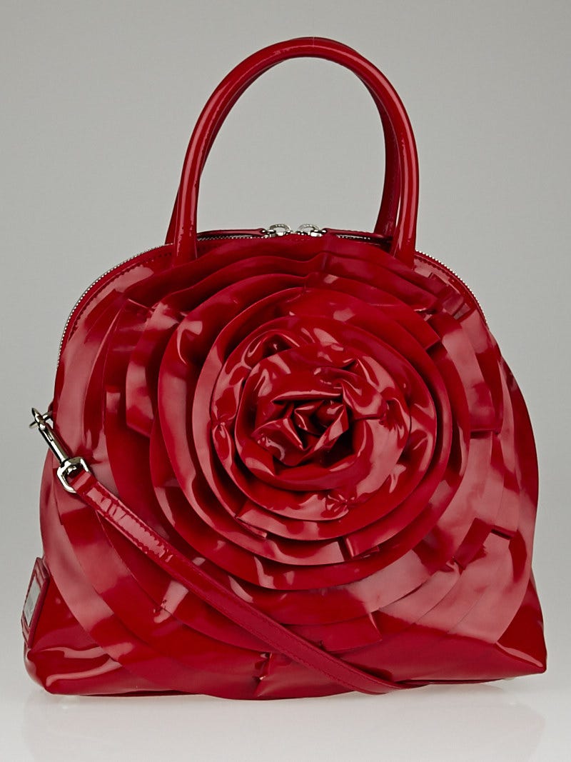 Valentino Red Patent Vinyl Petale Dome Bag | Yoogi's Closet