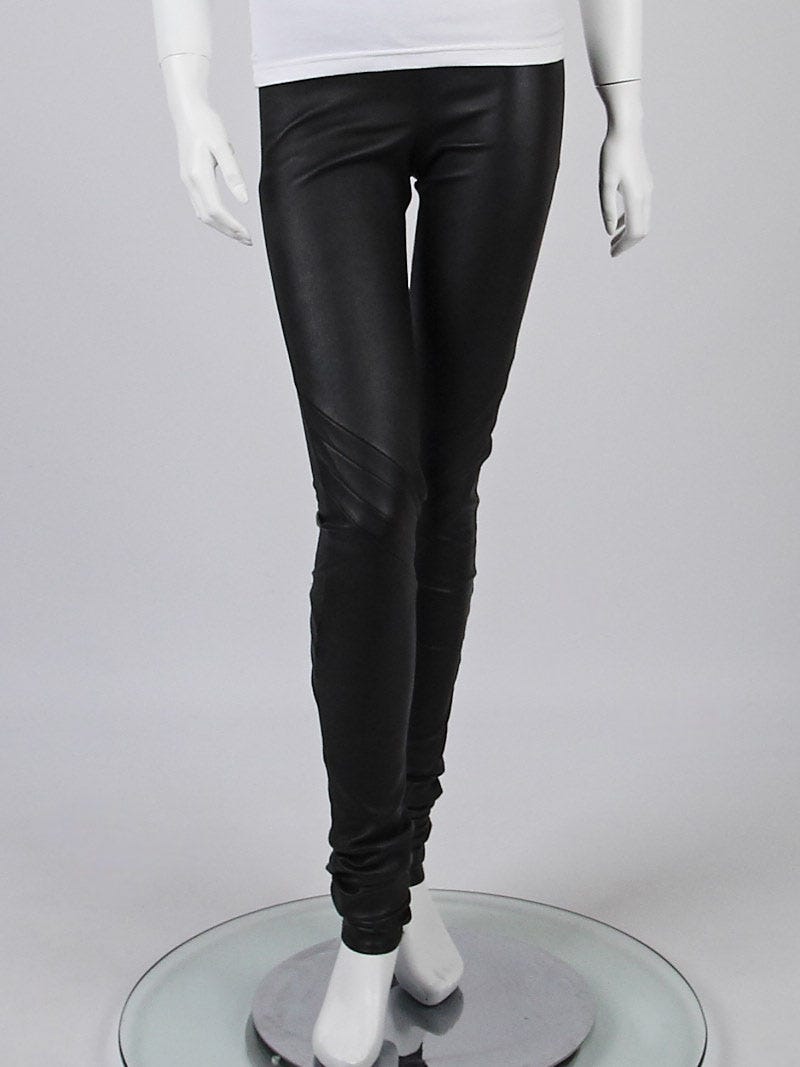Rick Owens Black Stretch Leather Leggings Size 6/40 | Yoogi's Closet