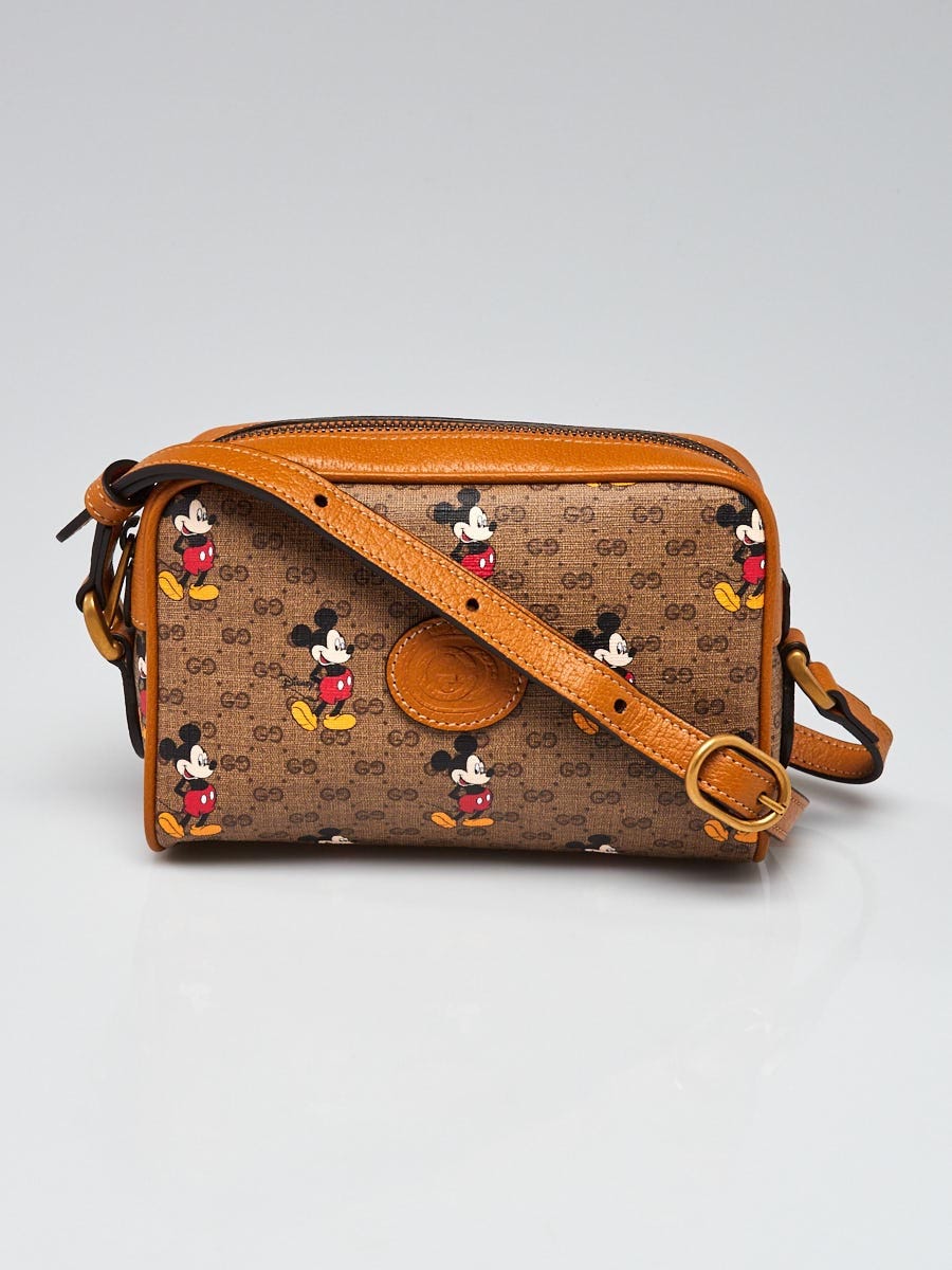 Gucci X Disney Brown GG Coated Canvas Mickey Mouse Mini Crossbody