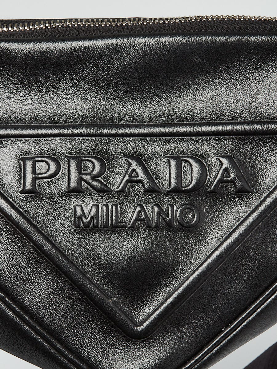 Prada Black Grace Lux Leather Triangle Crossbody Bag 1BH190