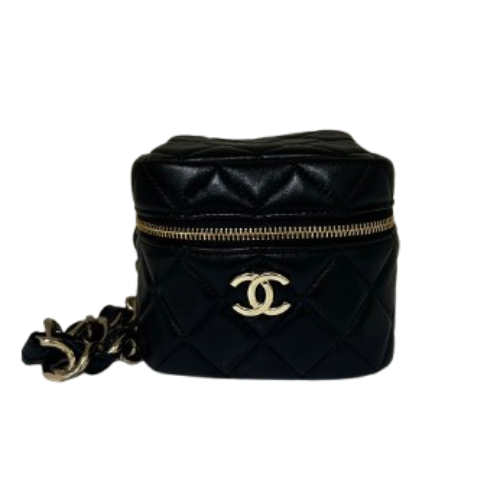 シャネル ミニバニティ チェーンクラッチ ラムスキン ブラック