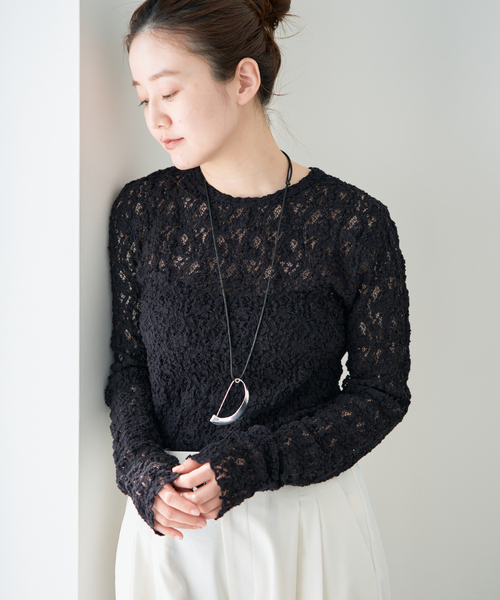 一部カラーWEB限定/追加4》Flowerストレッチレースプルオーバー（T