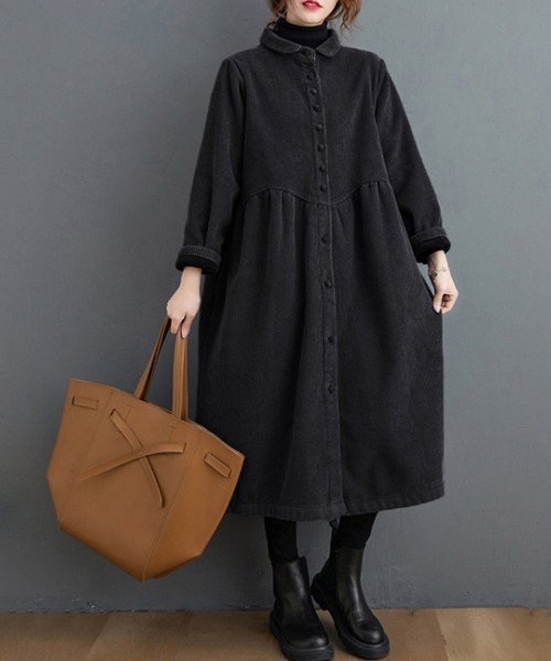 セール】裏起毛コーデュロイシャツワンピース（シャツワンピース
