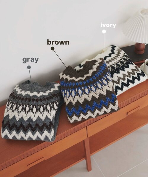 セール】【ユニセックス】求心柄オーバーニット（ニット/セーター