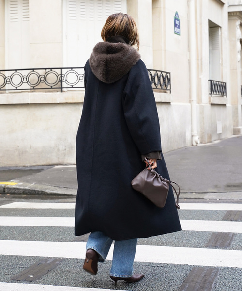 ウールアンゴラ ノーカラーコート（ノーカラーコート）｜Deuxieme