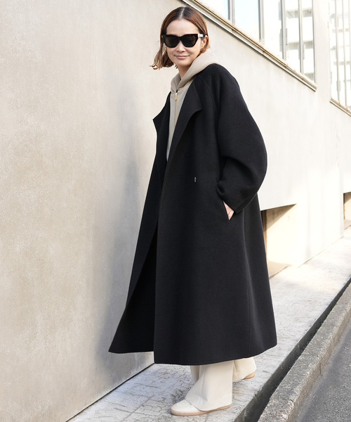 ウールアンゴラ ノーカラーコート（ノーカラーコート）｜Deuxieme