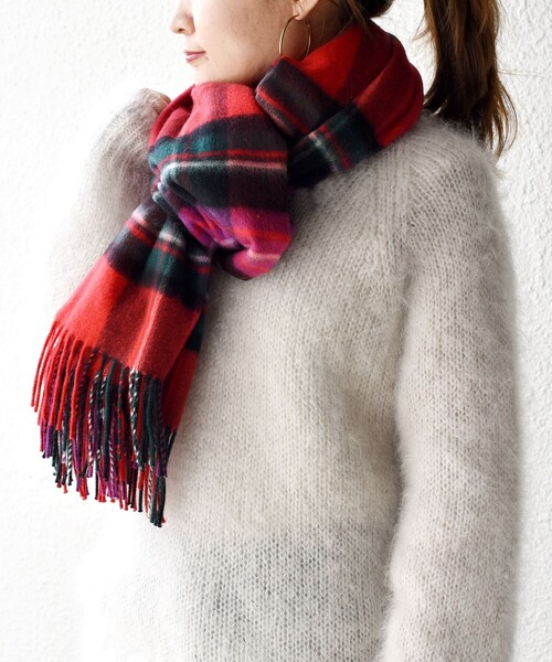 SHIPS別注】JOHNSTONS:カシミヤチェックストール◇（ストール/ショール