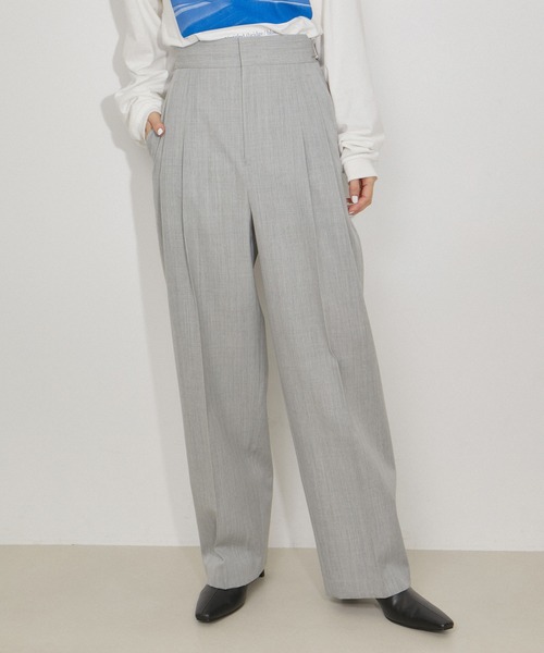 セール】【洗える】ウールギャバ2タックワイドスラックス（スラックス