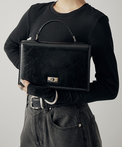 mi-企画】2wayショルダースクエアレザーバッグ（ショルダーバッグ