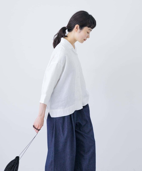 かぐれ（カグレ）の「リネンオープンカラーシャツ（シャツ/ブラウス