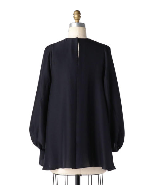 Drawer（ドゥロワー）の「Drawer シルクネイビーギャザーブラウス