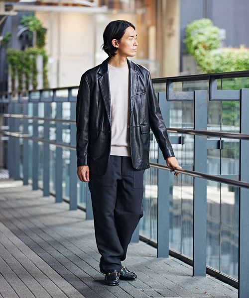 EDIFICE（エディフィス）の「ラムレザー 1ボタン テーラードジャケット