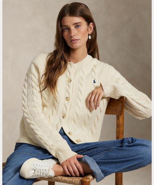 ケーブルニット ウールカシミヤ カーディガン（カーディガン/ボレロ