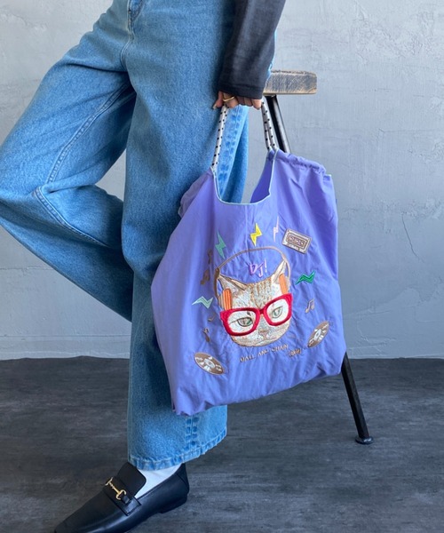 BALL&CHAIN/ボールアンドチェーン] DJ CAT 刺繍デザインナイロントート