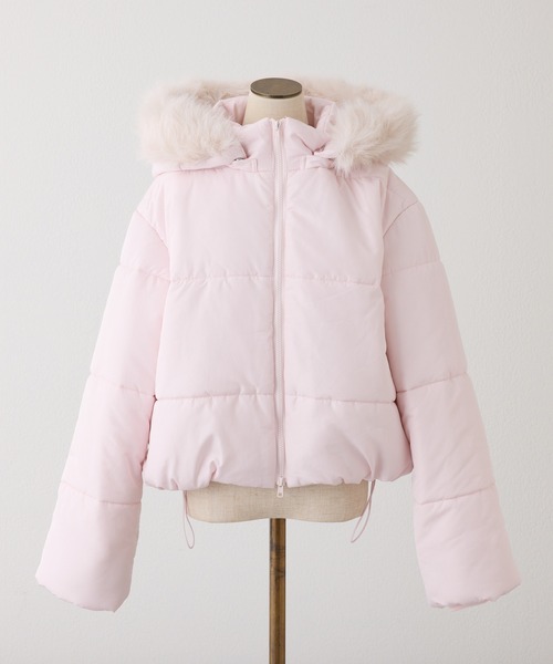 今すぐお届け可能!】フード付きショートフェイクダウンジャケット