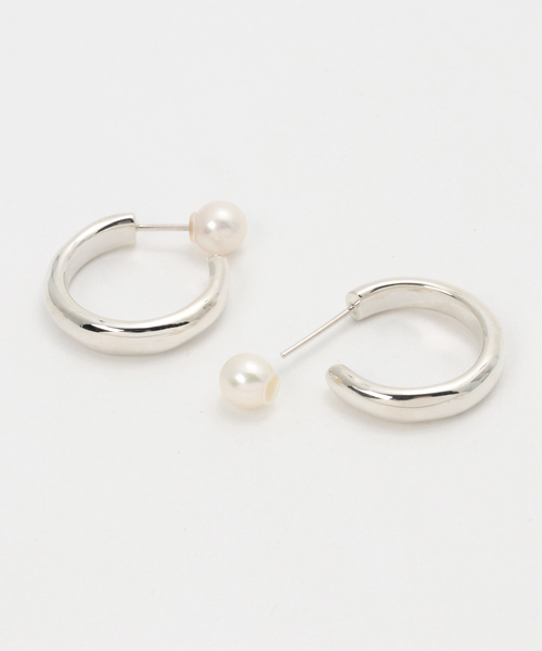 2Pset パールキャッチフープピアス(大)（ピアス（両耳用））｜e.m.