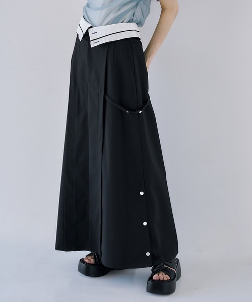 2wayハイウエストロングスカート｜細見え/ストレッチ/防シワ/オフィス