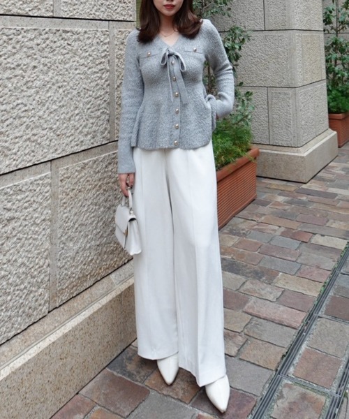 2WAYペプラムニットカーディガントップス 秋服 冬服（ニット/セーター